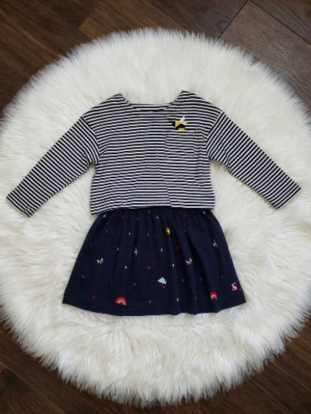 NWT Joules Blue Rose Mock Layer Dress - Size 3Y
